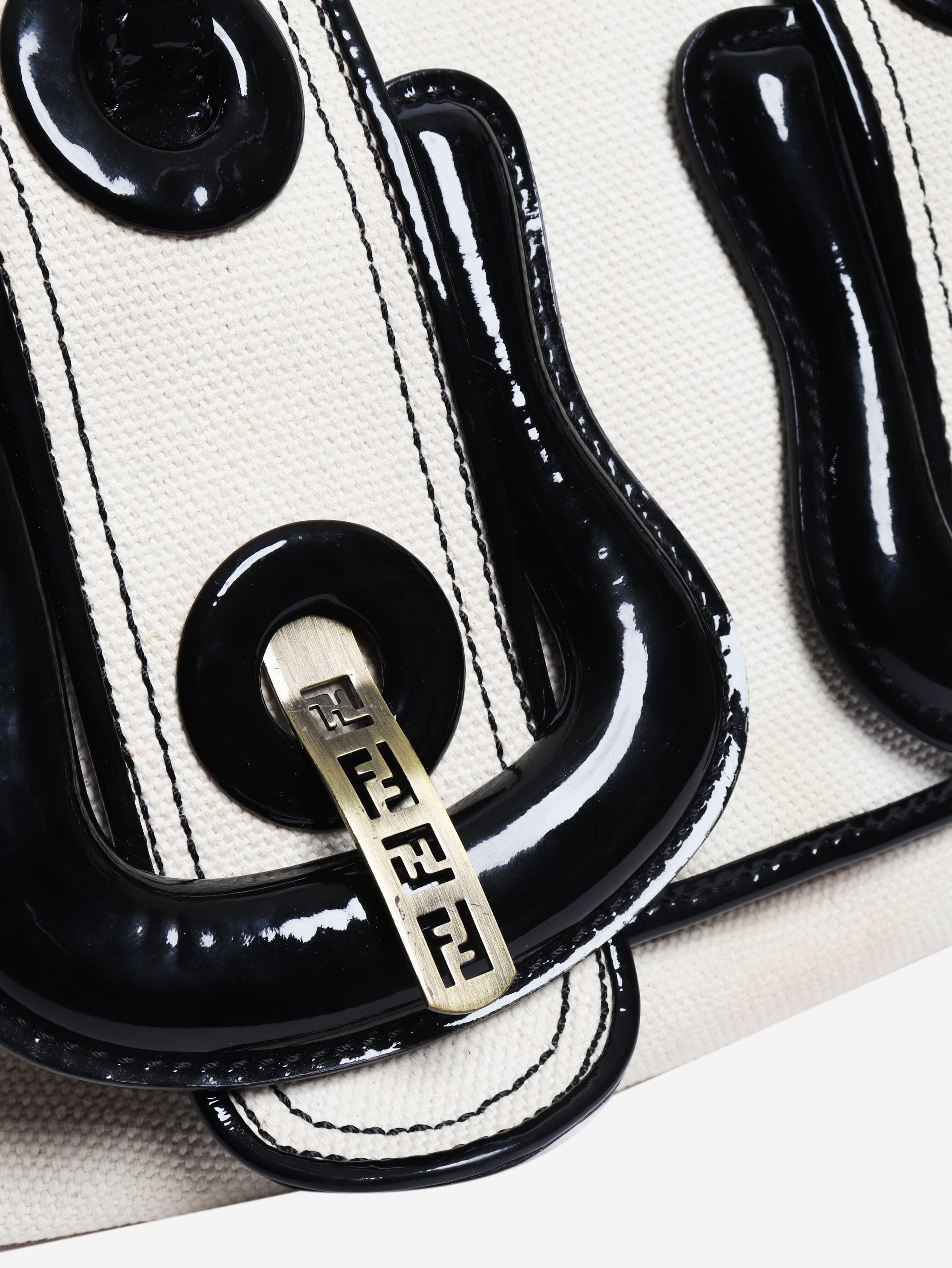 Cream vintage B canvas bag Top Handle Bags Fendi 