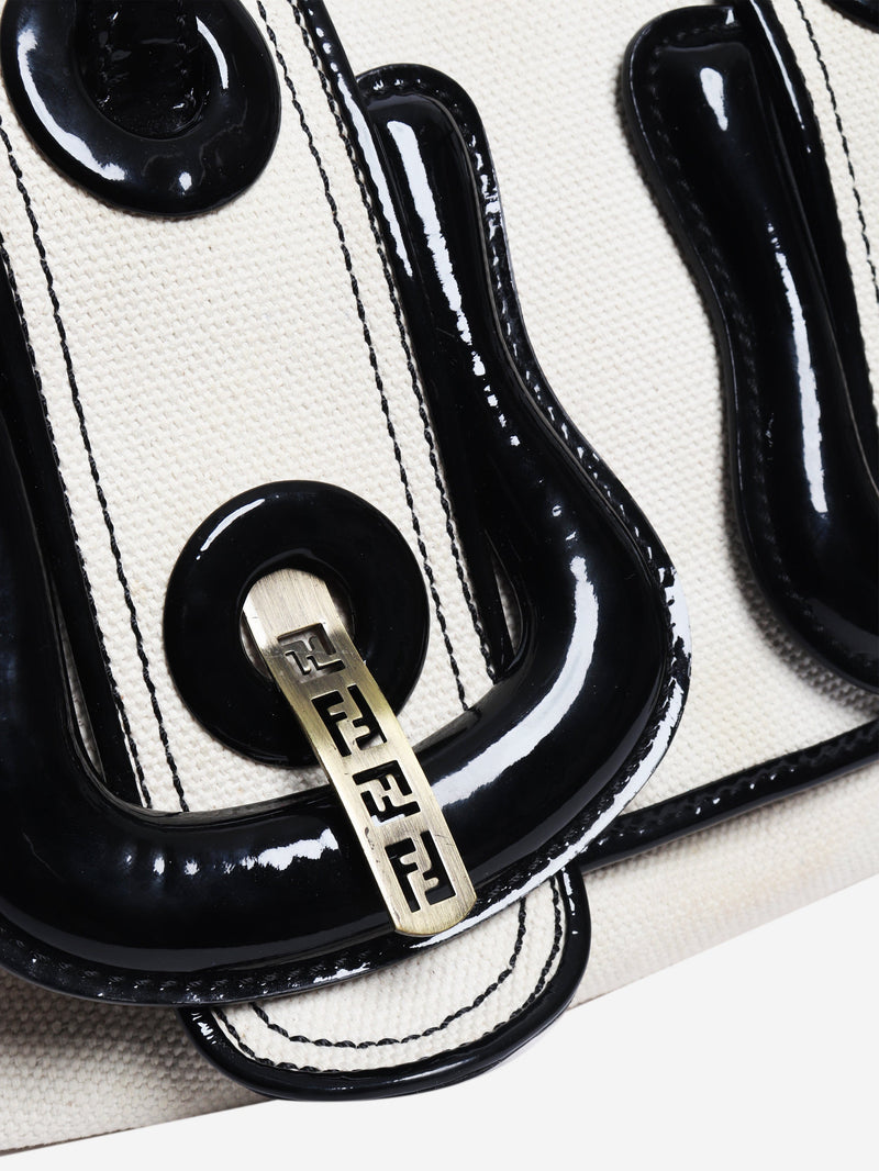 Cream vintage B canvas bag Top Handle Bags Fendi 