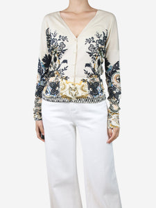 Etro Cream floral cardigan - size UK 12