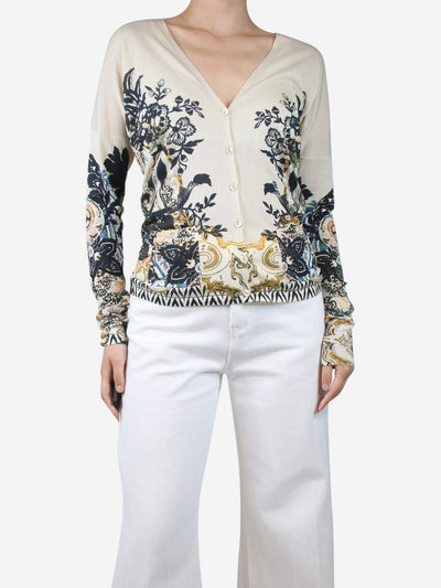 Cream floral cardigan - size UK 12 Knitwear Etro 