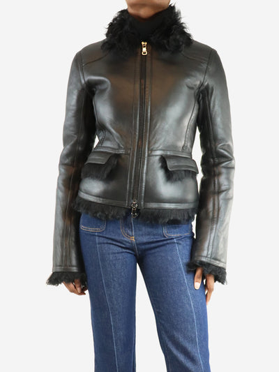 Black shearling jacket - size UK 6