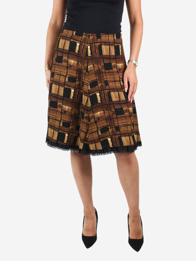 Brown knee length checked skirt - size IT 44 Skirts Prada 
