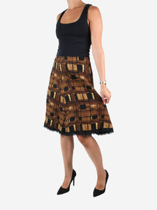 Prada Brown knee length checked skirt - size IT 44