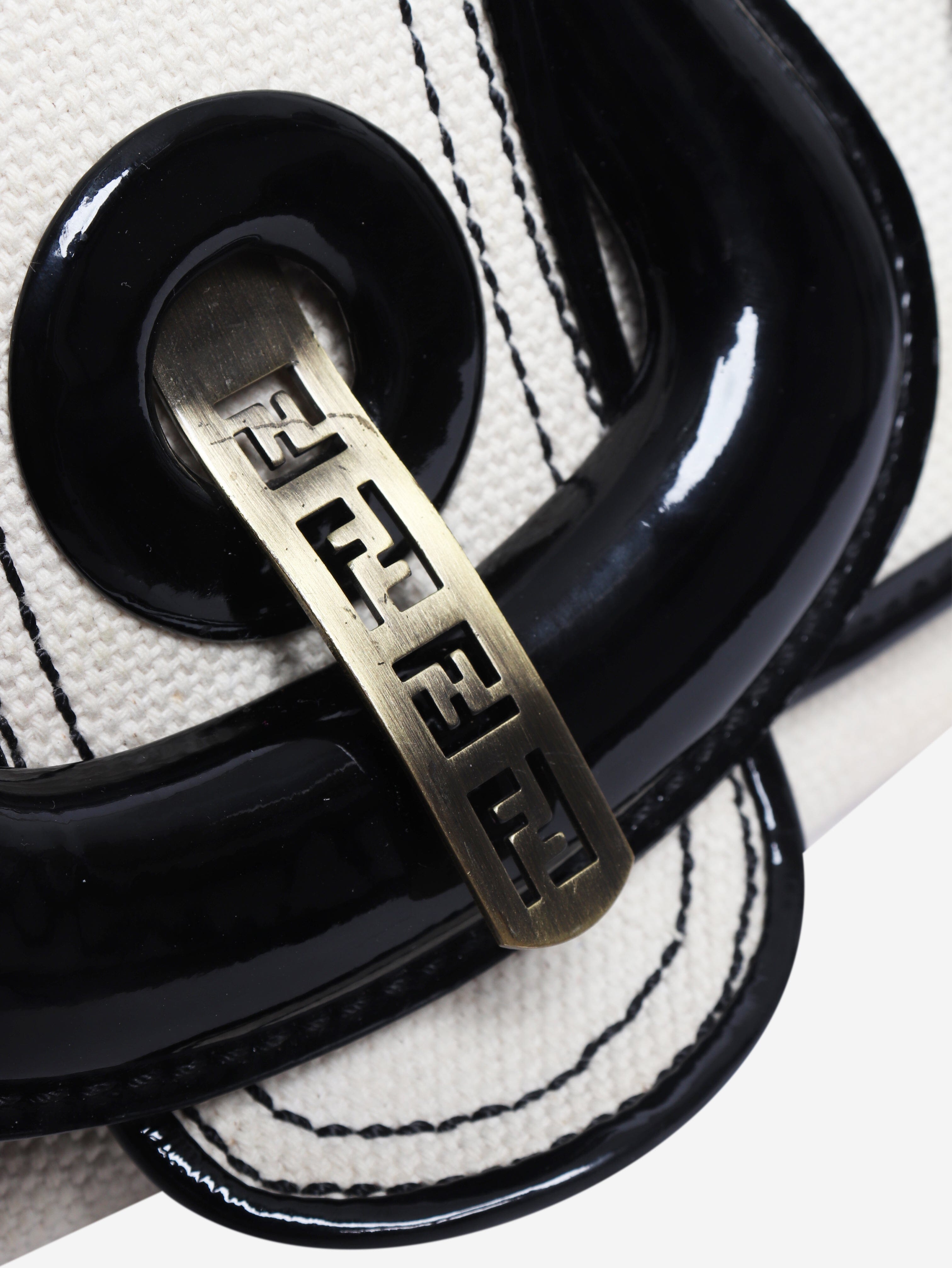 Cream vintage B canvas bag Top Handle Bags Fendi 