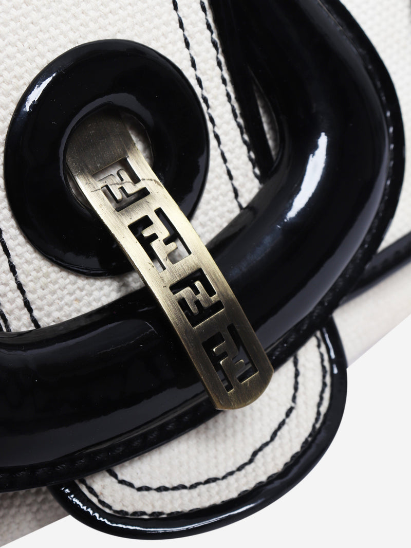 Cream vintage B canvas bag Top Handle Bags Fendi 