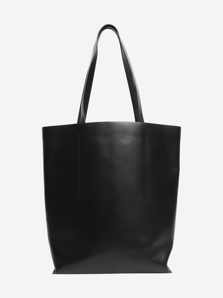 Black leather tote bag product image