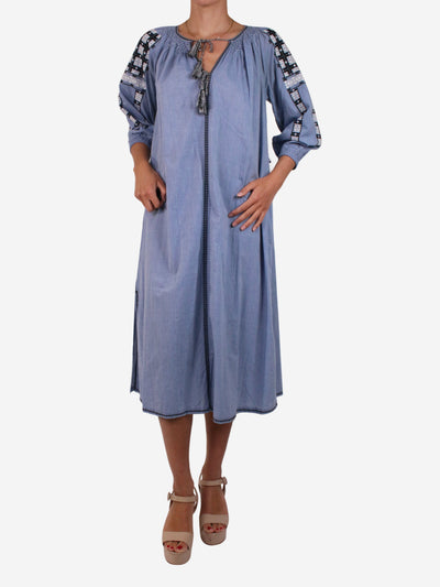Blue kaftan sleeve embroidery midi dress - size US 4 Dresses Ulla Johnson 