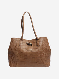 Brown croc embossed shoulder bag - size M Shoulder bags Longchamp 
