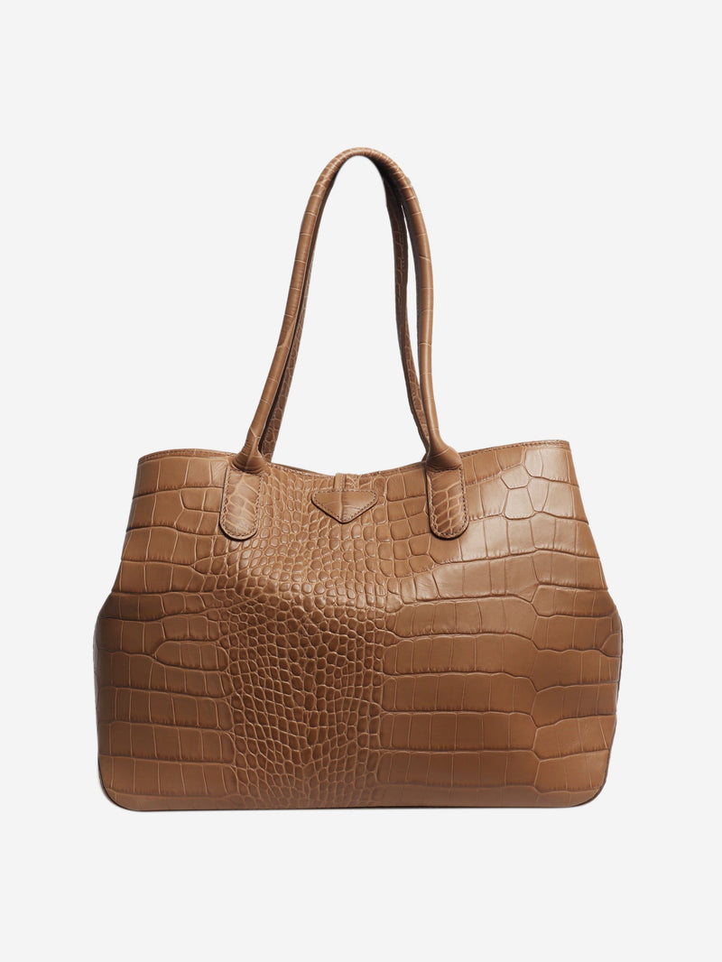 Brown croc embossed shoulder bag - size M Shoulder bags Longchamp 