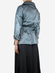 Ermanno Scervino Blue metallic belted coat - size UK 10