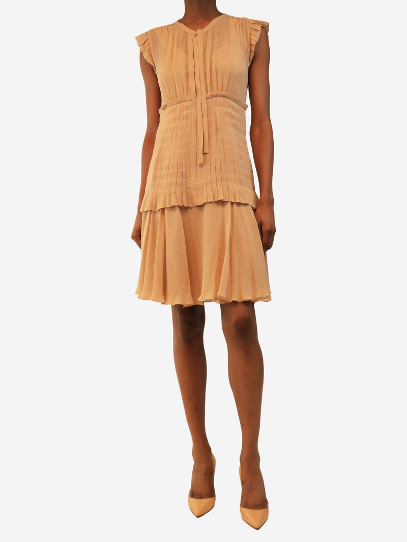 Blush sleeveless silk chiffon mini dress - size UK 8 Dresses Chanel 