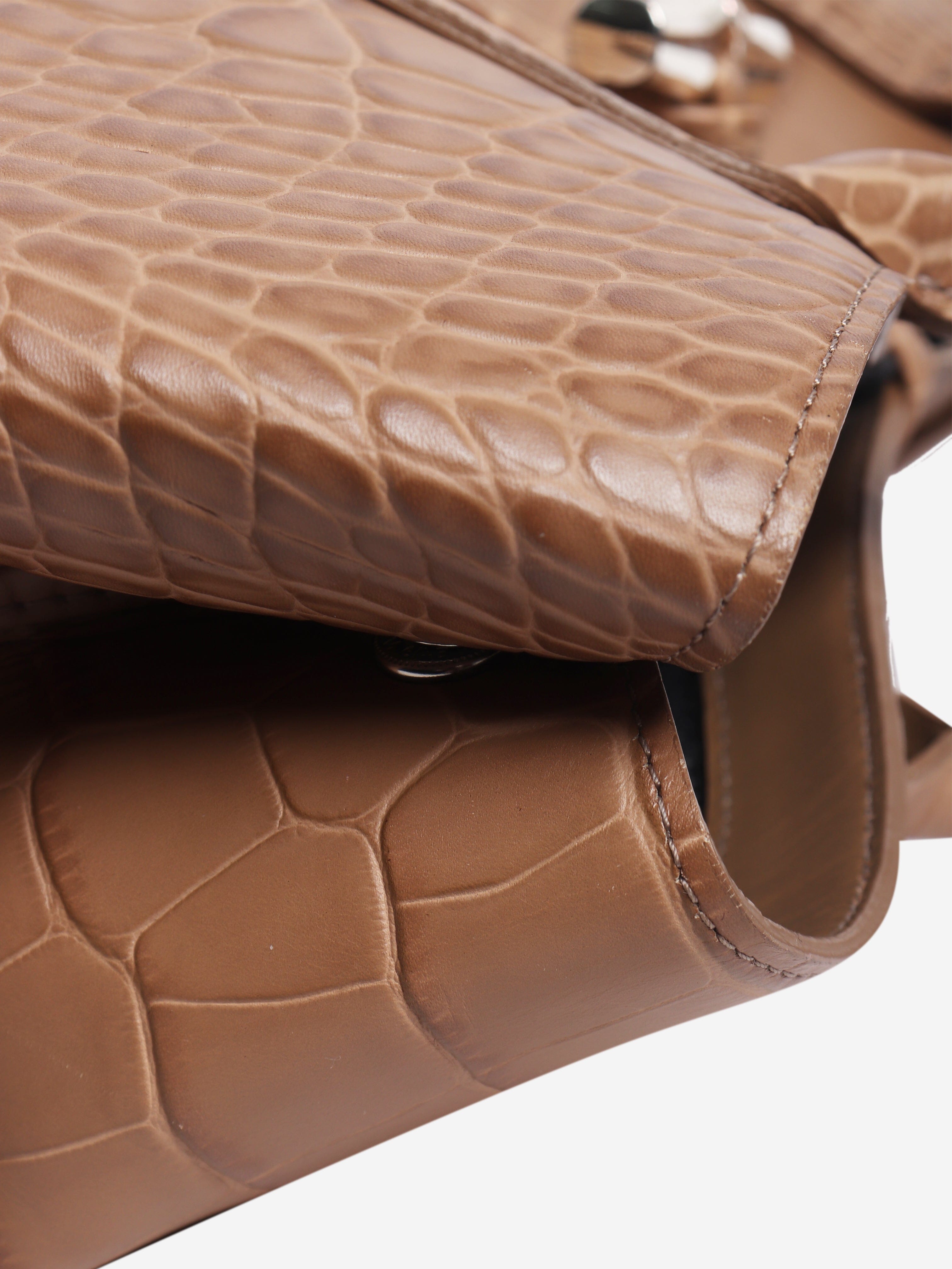 Brown croc embossed shoulder bag - size M Shoulder bags Longchamp 