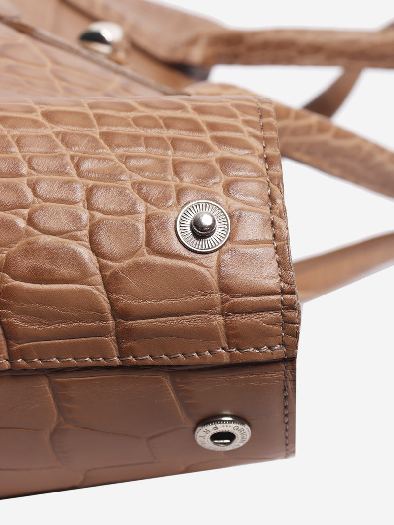 Brown croc embossed shoulder bag - size M Shoulder bags Longchamp 