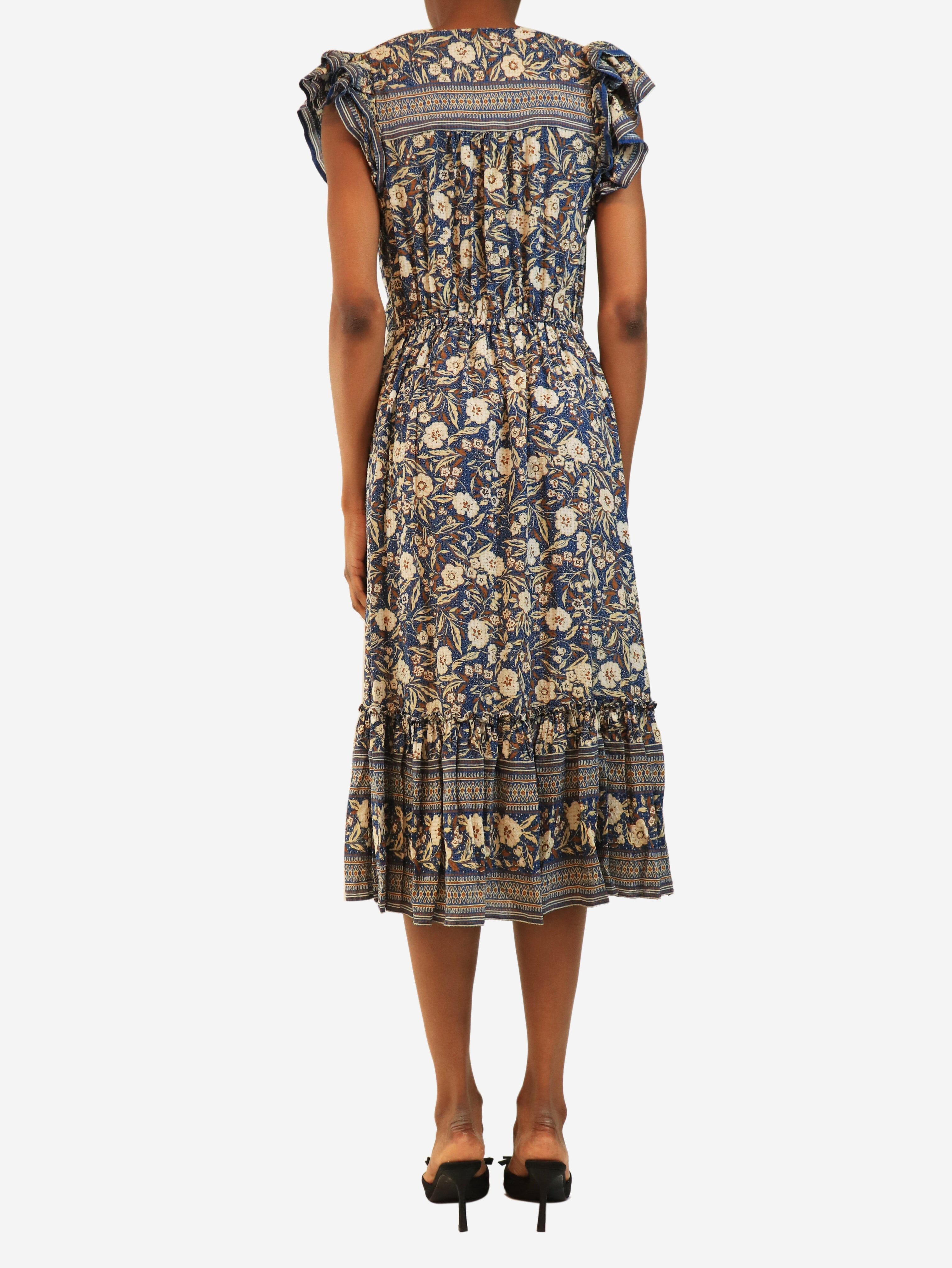 Blue sleeveless floral midi dress - size S Dresses Veronica Beard 