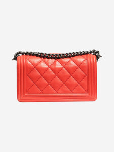 Chanel Red 2013 medium lambskin quilted Boy bag