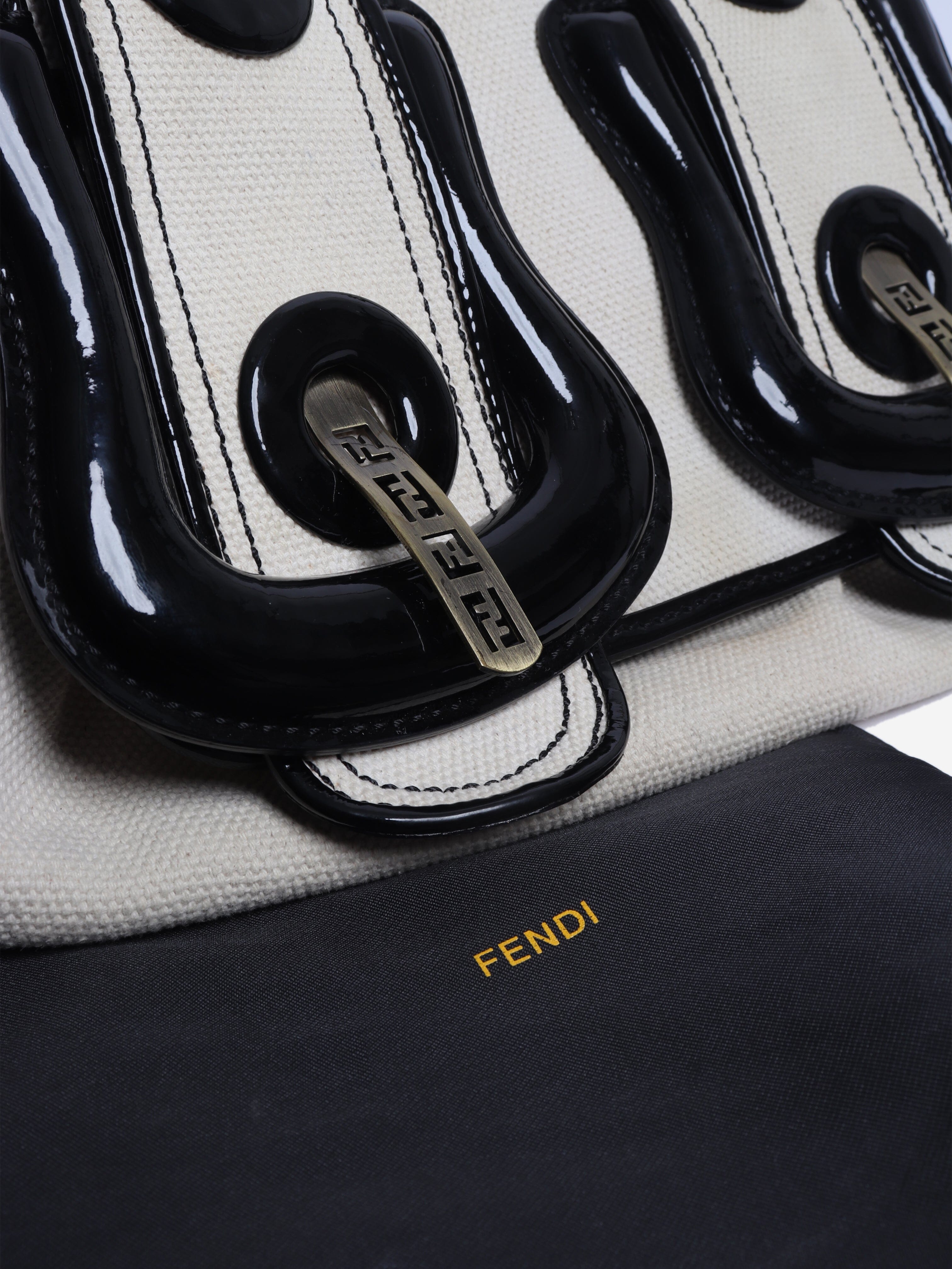 Cream vintage B canvas bag Top Handle Bags Fendi 