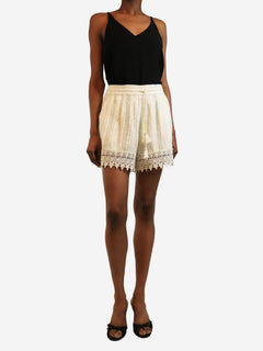 White Odyssey shorts - size S Shorts Scarlet Poppies 