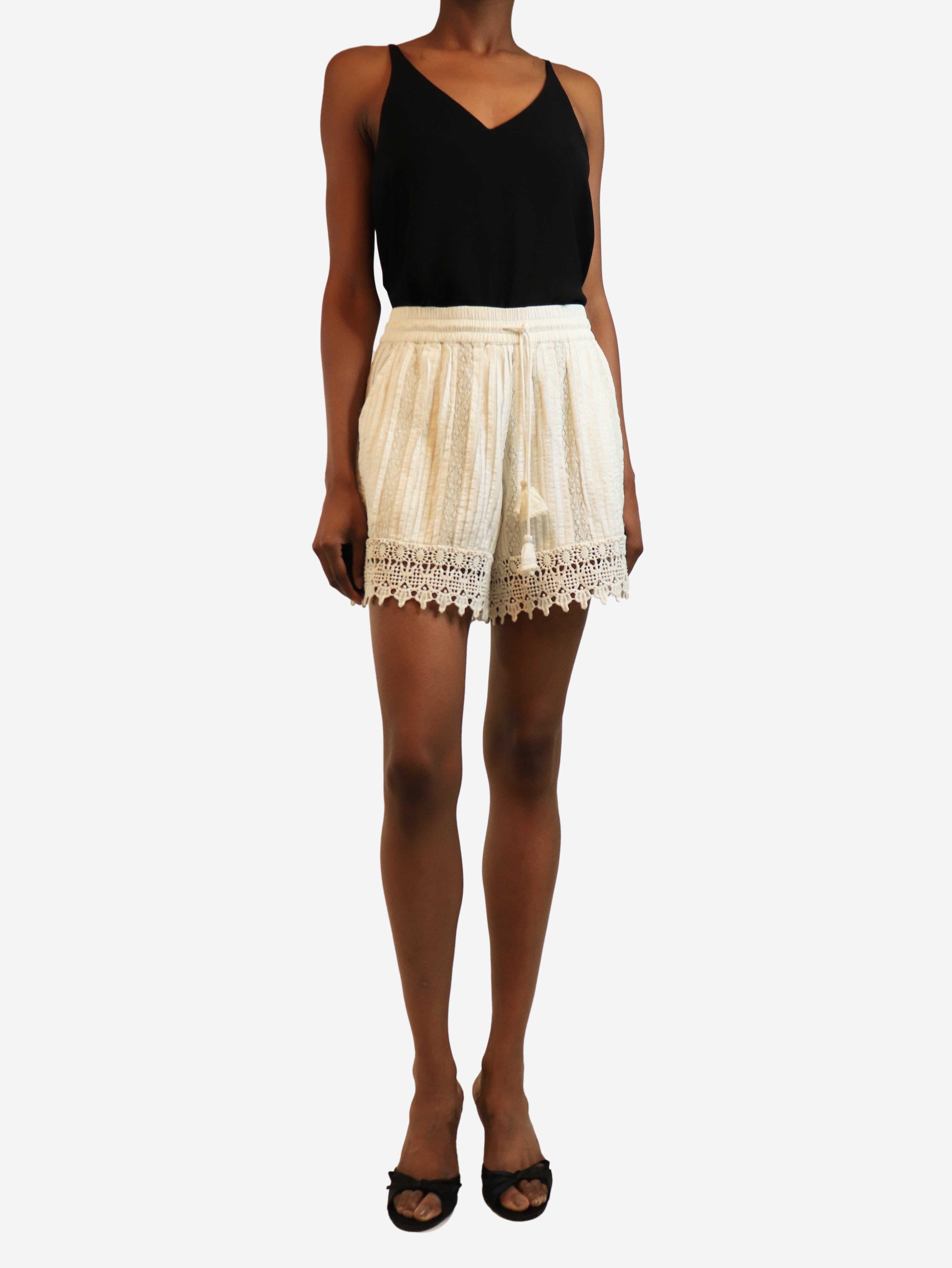 White Odyssey shorts - size S Shorts Scarlet Poppies 