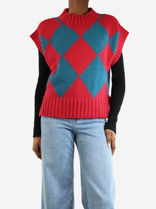 La Double J Fuchsia Argyle jumper vest - size XS