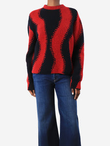 Loewe Red and navy Wool-blend jacquard sweater - size XS