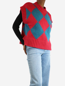 La Double J Fuchsia Argyle jumper vest - size XS