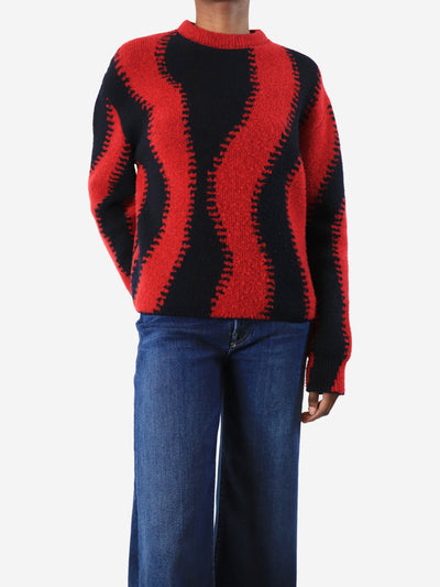 Red and navy Wool-blend jacquard sweater - size XS Knitwear Loewe 