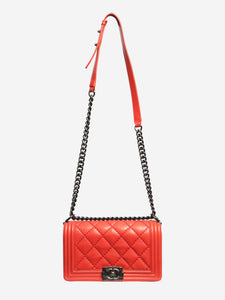 Chanel Red 2013 medium lambskin quilted Boy bag