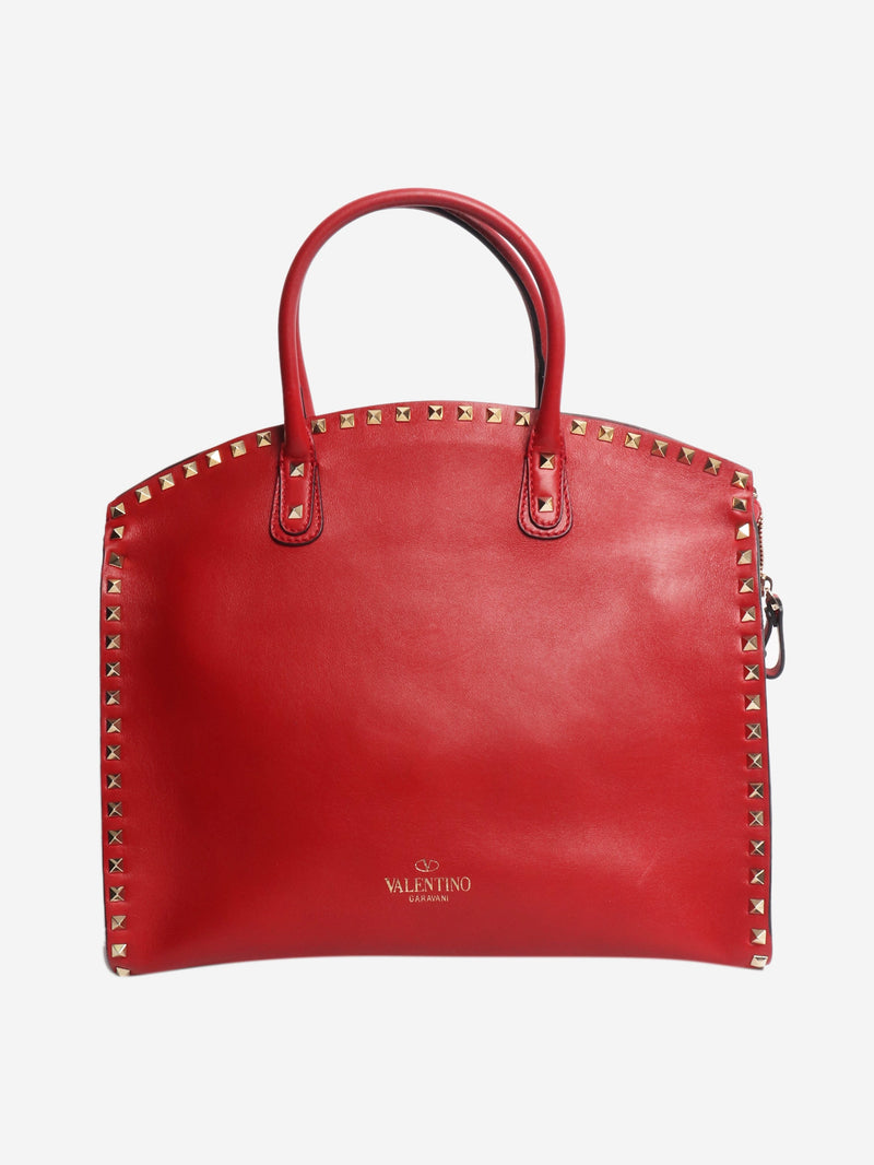 Red rockstud leather top handle bag Top Handle Bags Valentino 