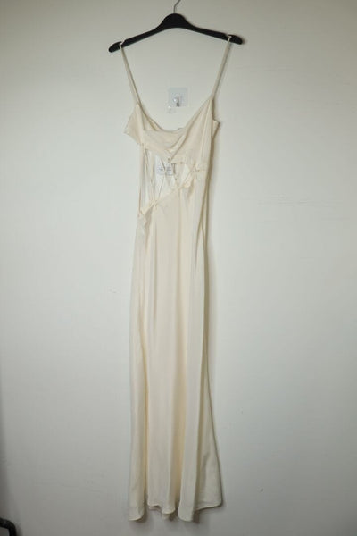 Cream cut-out detail silk maxi dress - size UK 8 product image
