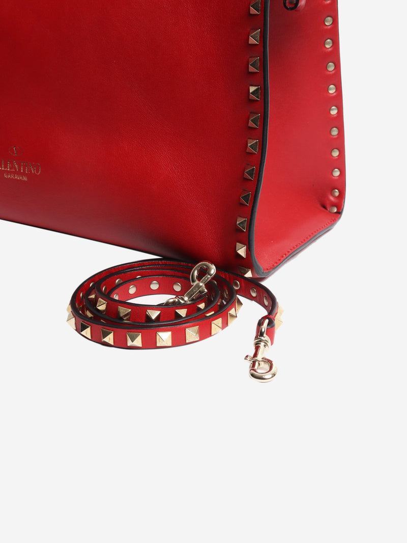 Red rockstud leather top handle bag Top Handle Bags Valentino 
