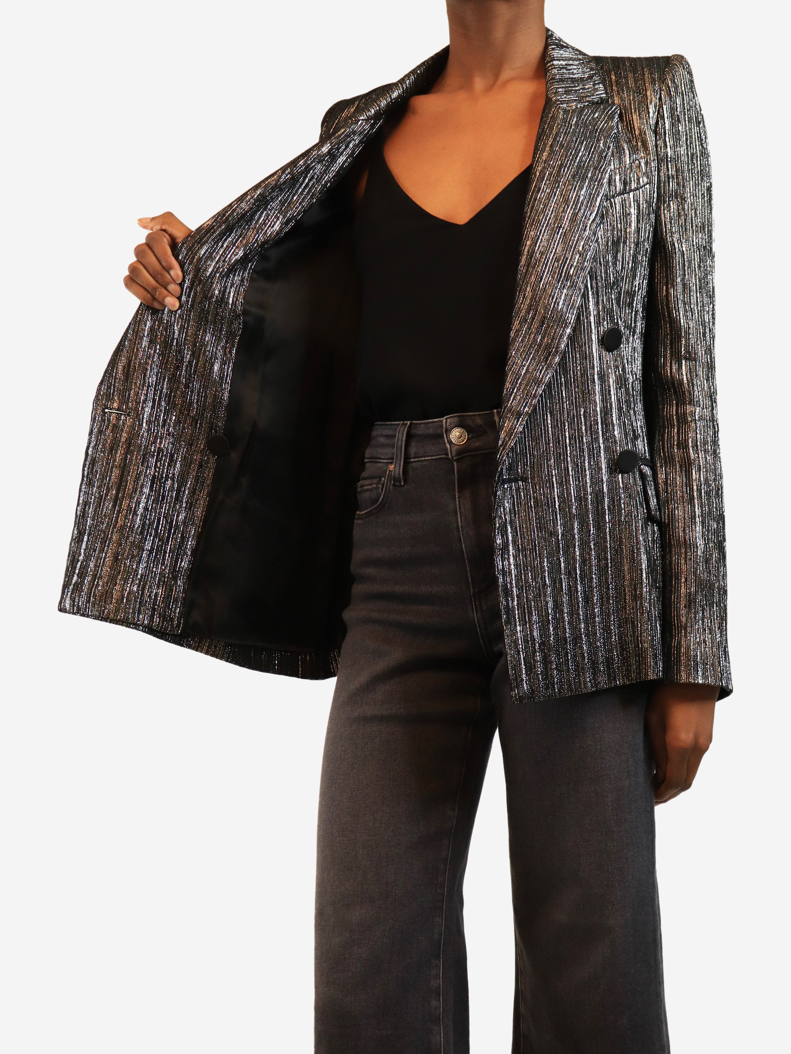 Silver lurex blazer - size UK 8