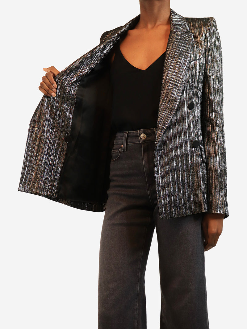 Silver lurex blazer - size UK 8