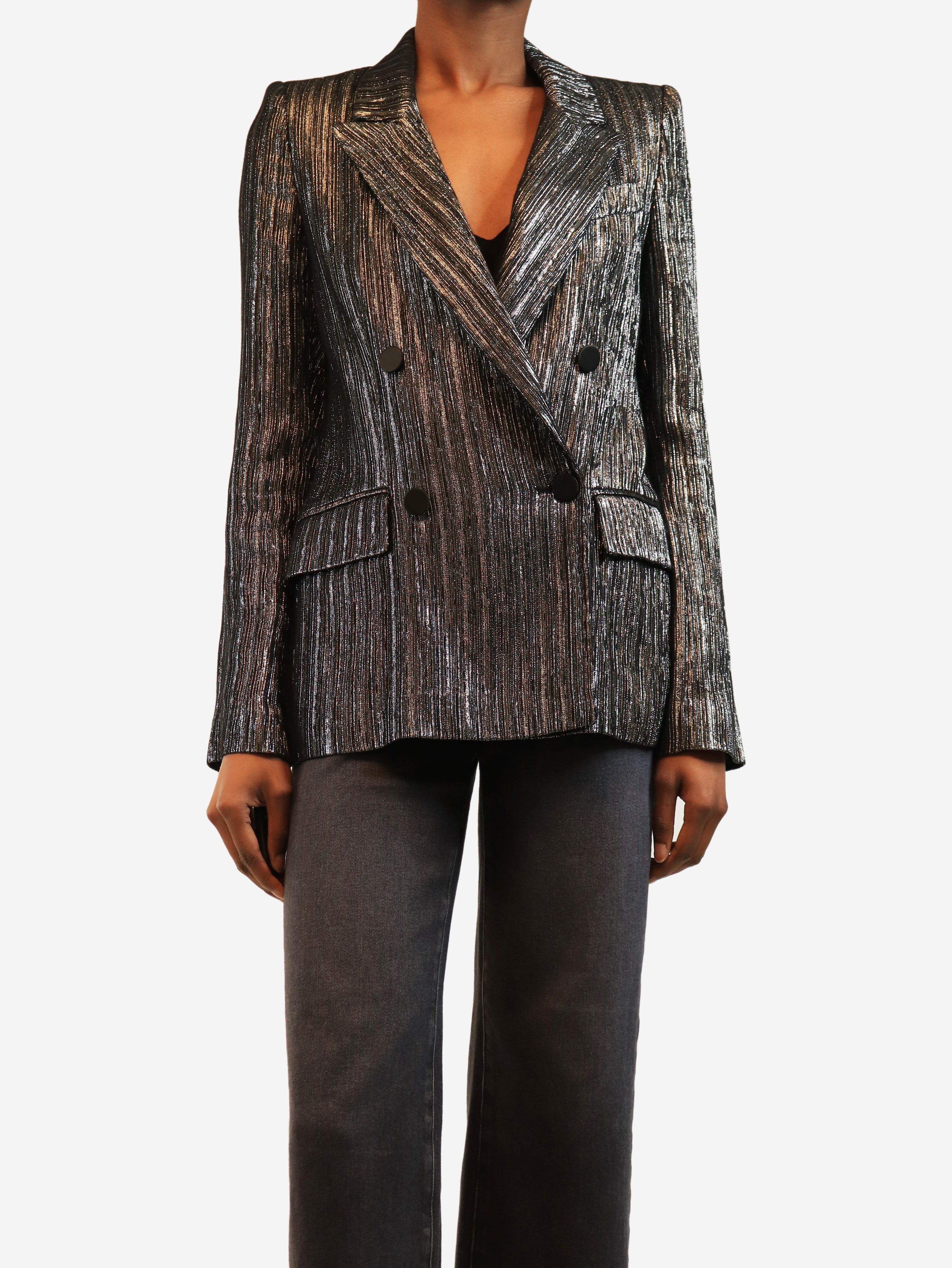 Silver lurex blazer - size UK 8