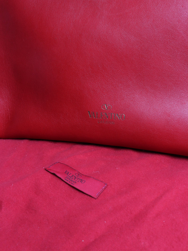Red rockstud leather top handle bag Top Handle Bags Valentino 