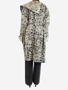 Celine Black & white jacquard patterned coat - size UK 6