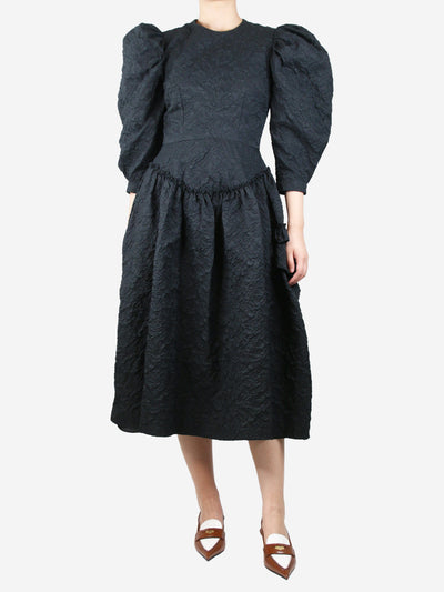 Black puff-sleeved textured midi dress - size UK 8 Dresses Simone Rocha 