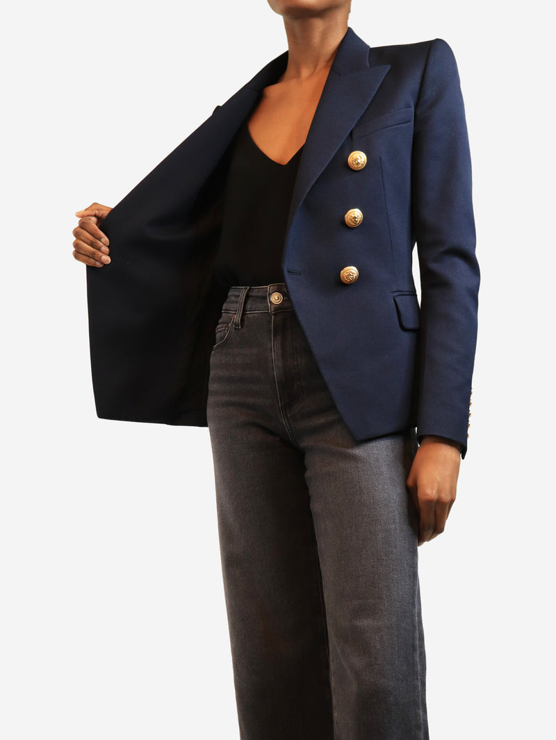 Navy double-breasted blazer - size UK 8