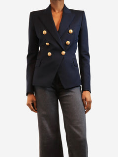Navy double-breasted blazer - size UK 8