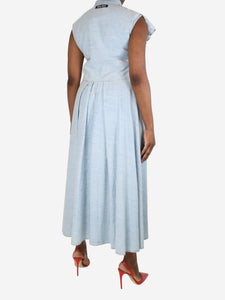 Miu Miu Light blue sleeveless ruffled denim dress - size UK 12