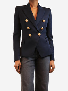 Navy double-breasted blazer - size UK 8