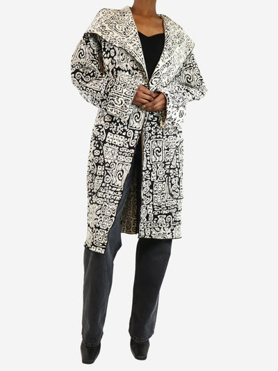 Black & white jacquard patterned coat - size UK 6 Coats & Jackets Celine 