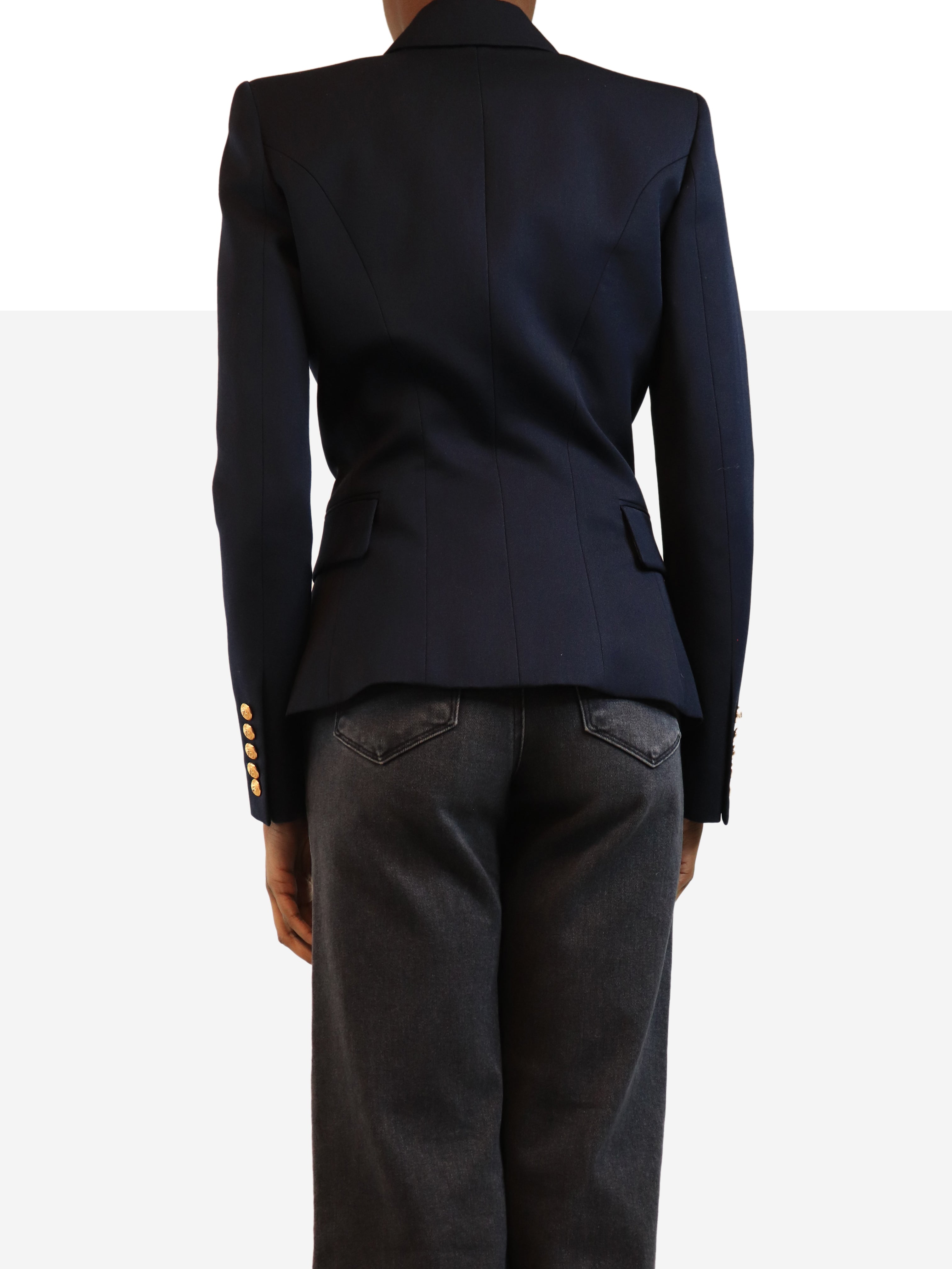 Navy double-breasted blazer - size UK 8