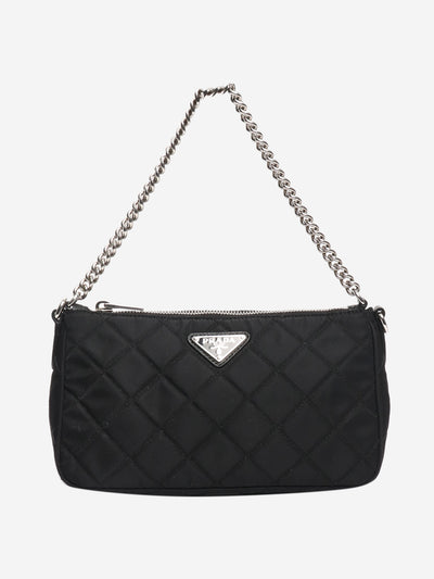 Black diamond stitching nylon shoulder bag Shoulder bags Prada 