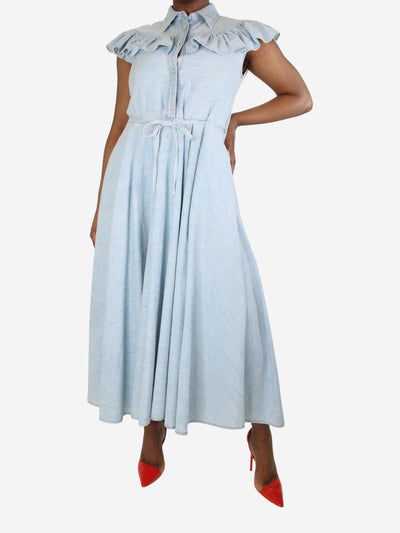 Light blue sleeveless ruffled denim dress - size UK 12 Dresses Miu Miu 