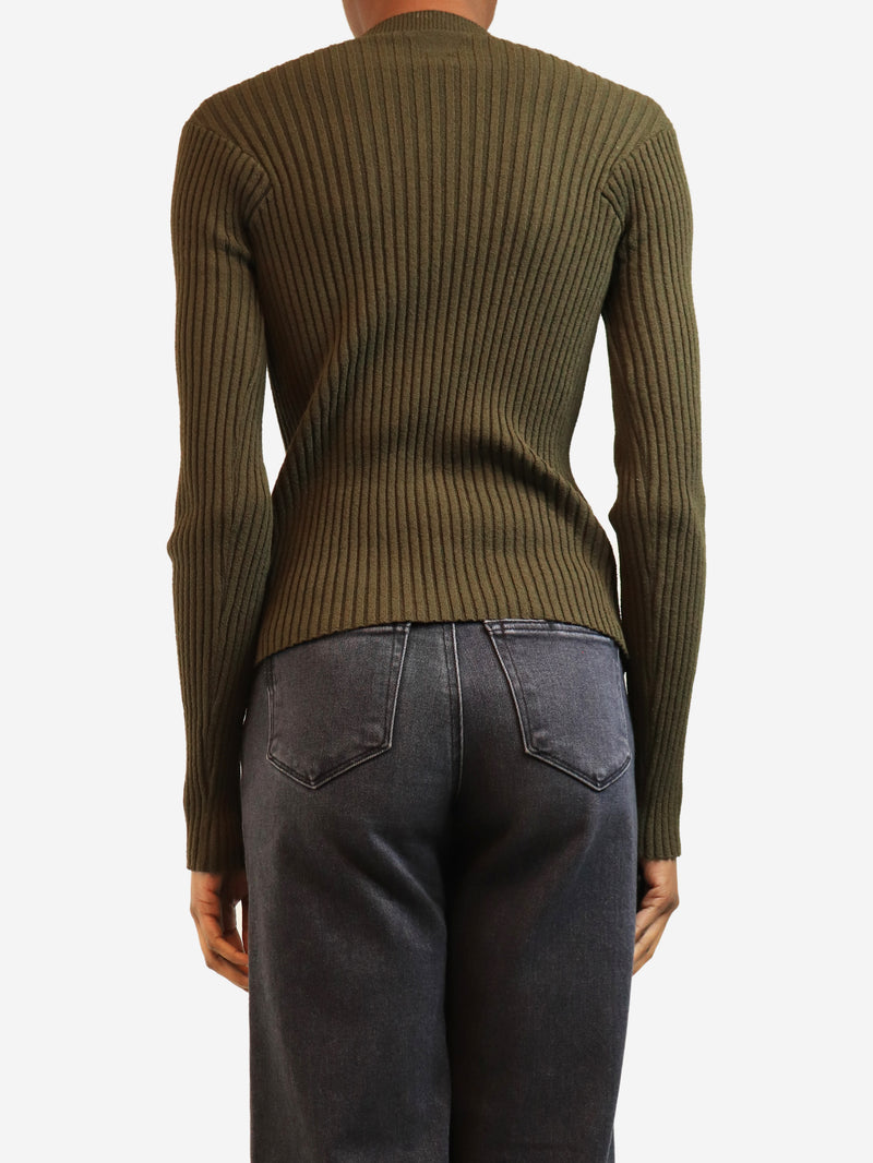 Khaki ribbed knit top - size S