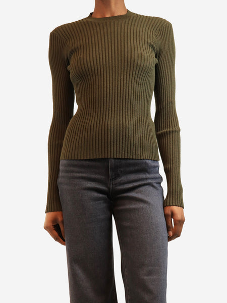 Khaki ribbed knit top - size S product image