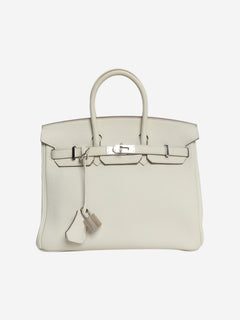 White Birkin 25 Togo palladium-hardware handbag Top Handle Bags Hermes 