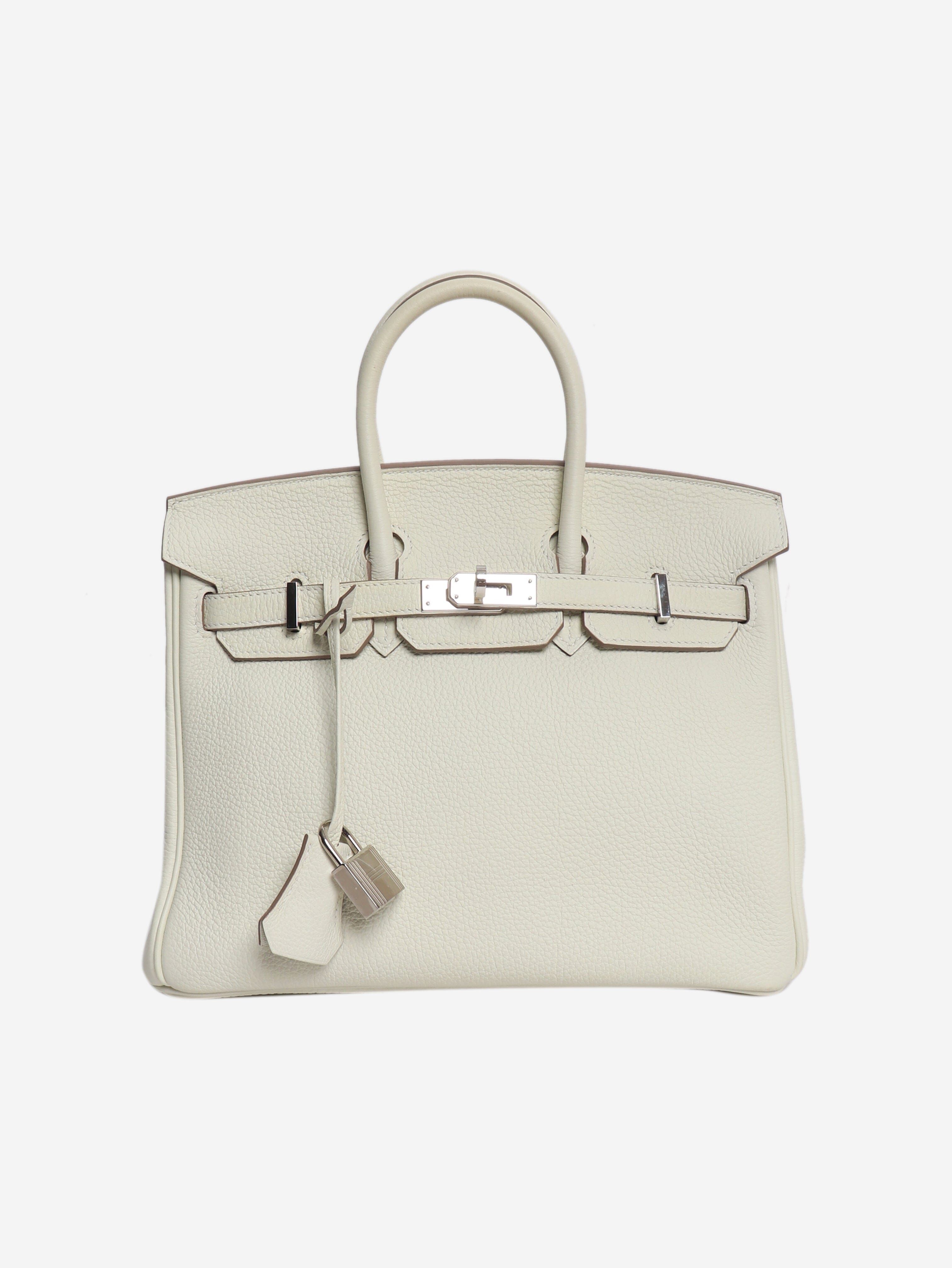 White Birkin 25 Togo palladium-hardware handbag Top Handle Bags Hermes 