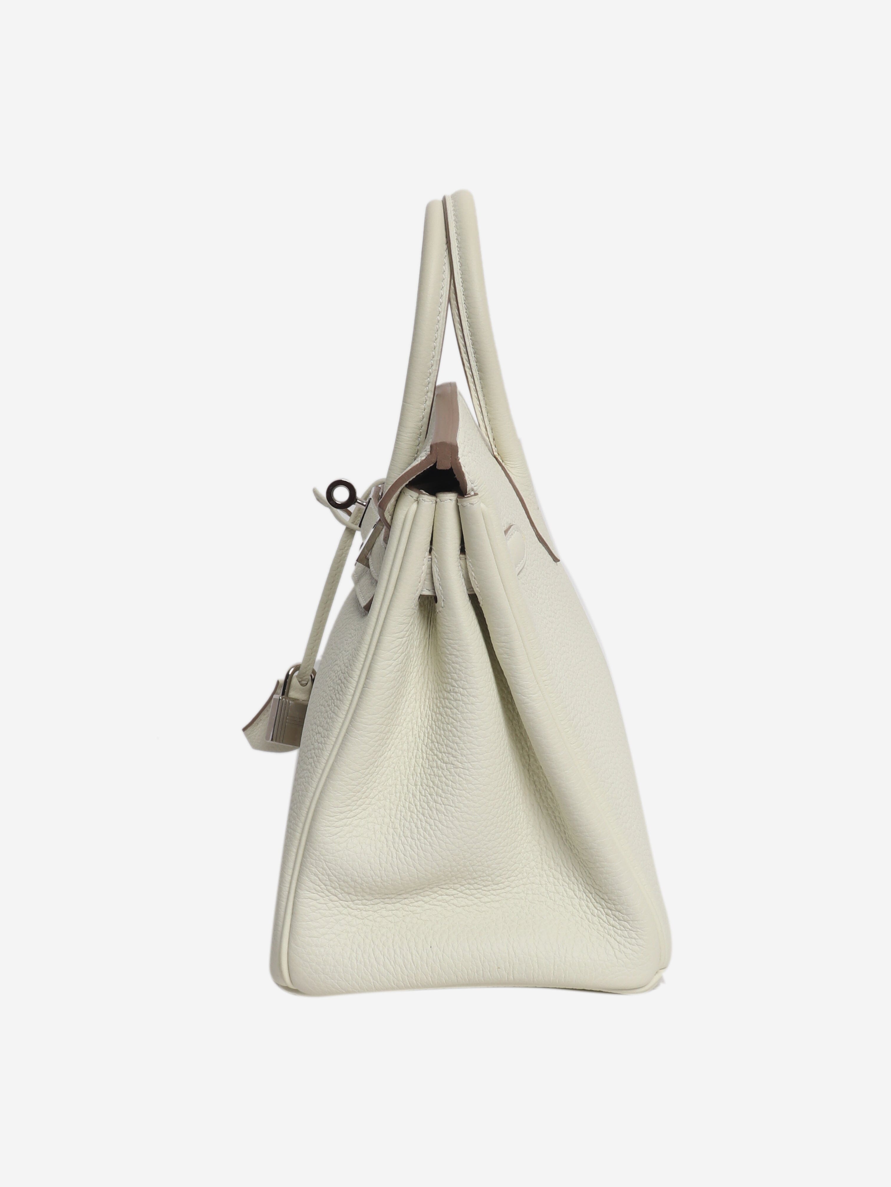 White Birkin 25 Togo palladium-hardware handbag Top Handle Bags Hermes 