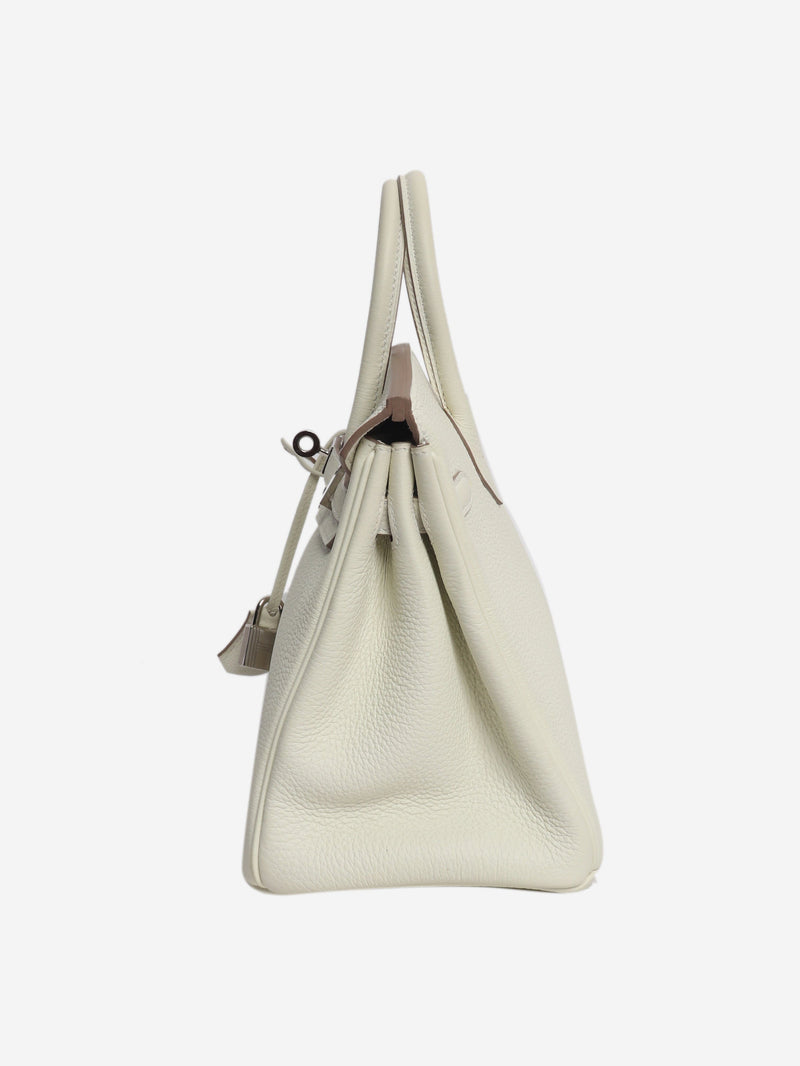 White Birkin 25 Togo palladium-hardware handbag Top Handle Bags Hermes 